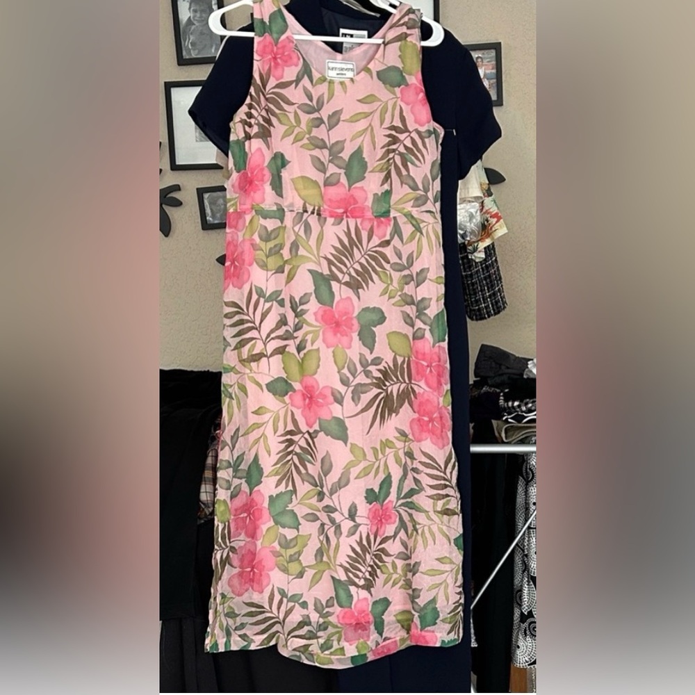 Karin Stevens Pink Floral Midi Dress